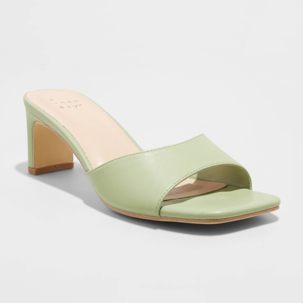 Women's Lindie Mule Heels - A New Day Dark Green 9.5